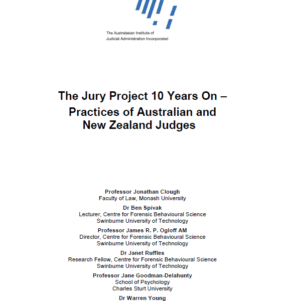 The Jury Project 10 Years On – Practices of Australian and New Zealand Judges